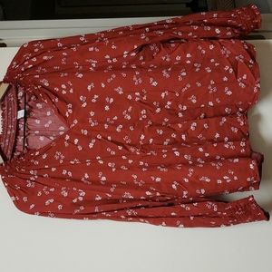 Red Floral Top